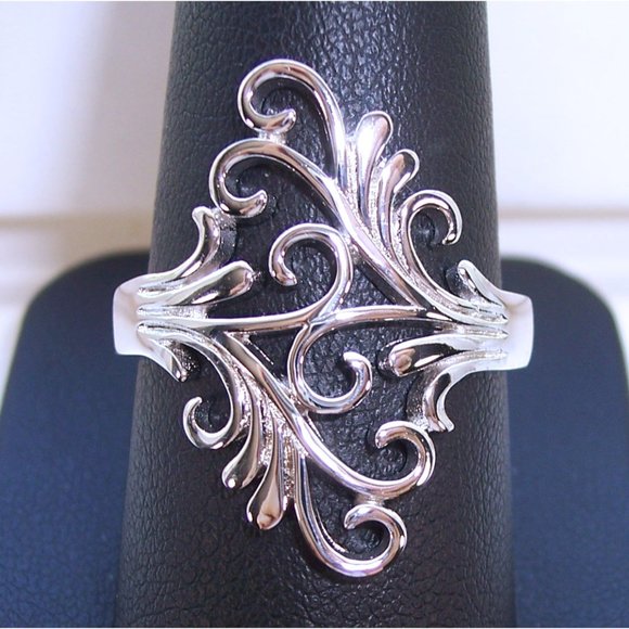 925 STERLING SILVER Unique Swirls Statement Ring - Picture 12 of 16